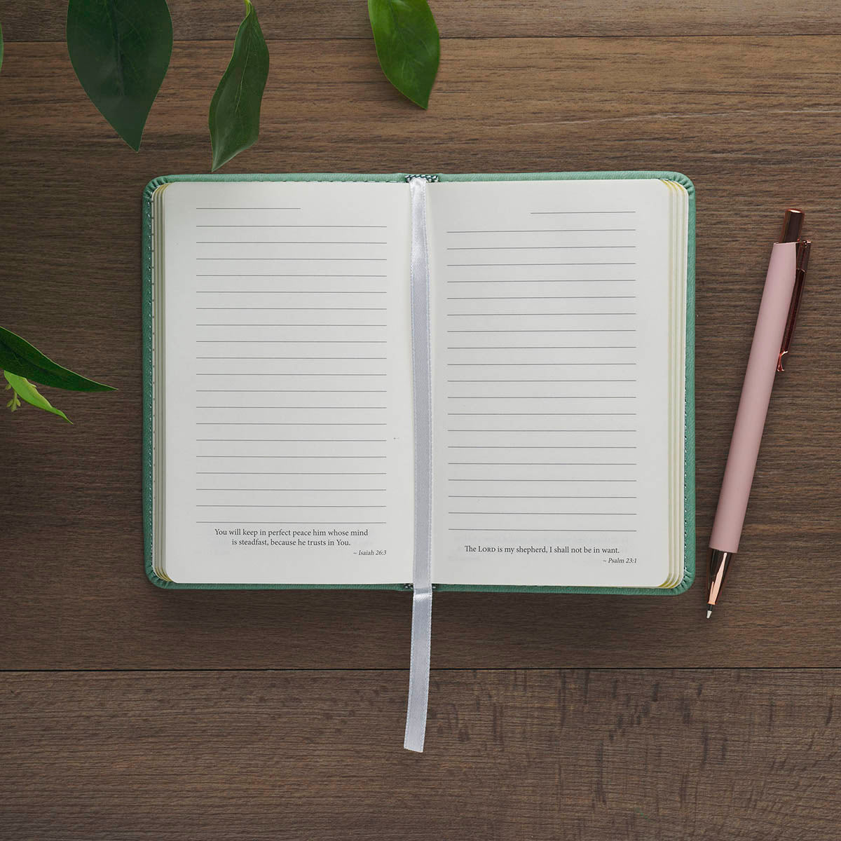 Faith Teal Floral Faux Leather Hardcover Notebook with Elastic Band Closure - 2 Corinthians 5:7