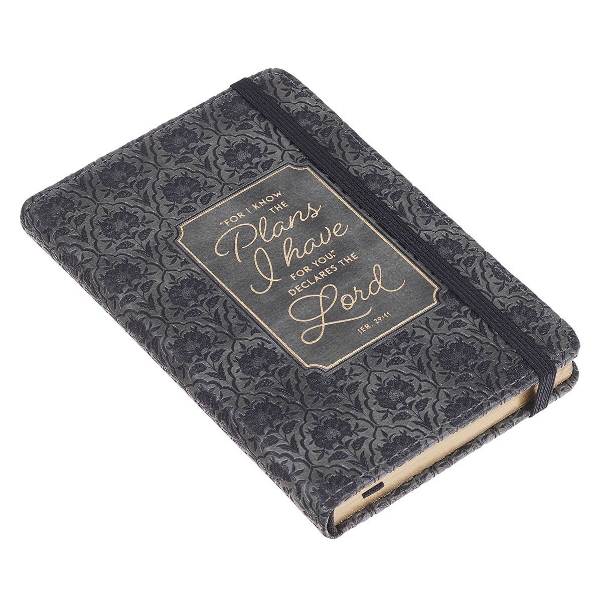 I Know the Plans Graphite Gray Faux Leather Hardcover Notebook with Elastic Closure - Jeremiah 29:11