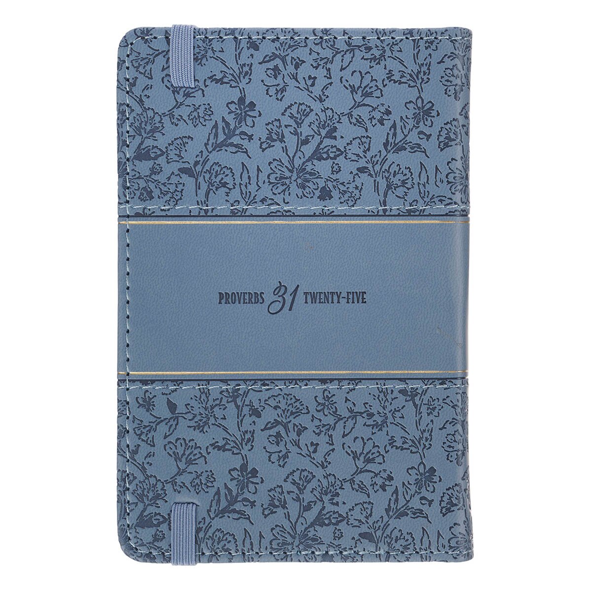 Strength and Dignity Blue Cottage Garden Faux Leather Hardcover Notebook with Elastic Band Closure - Proverbs 31:25