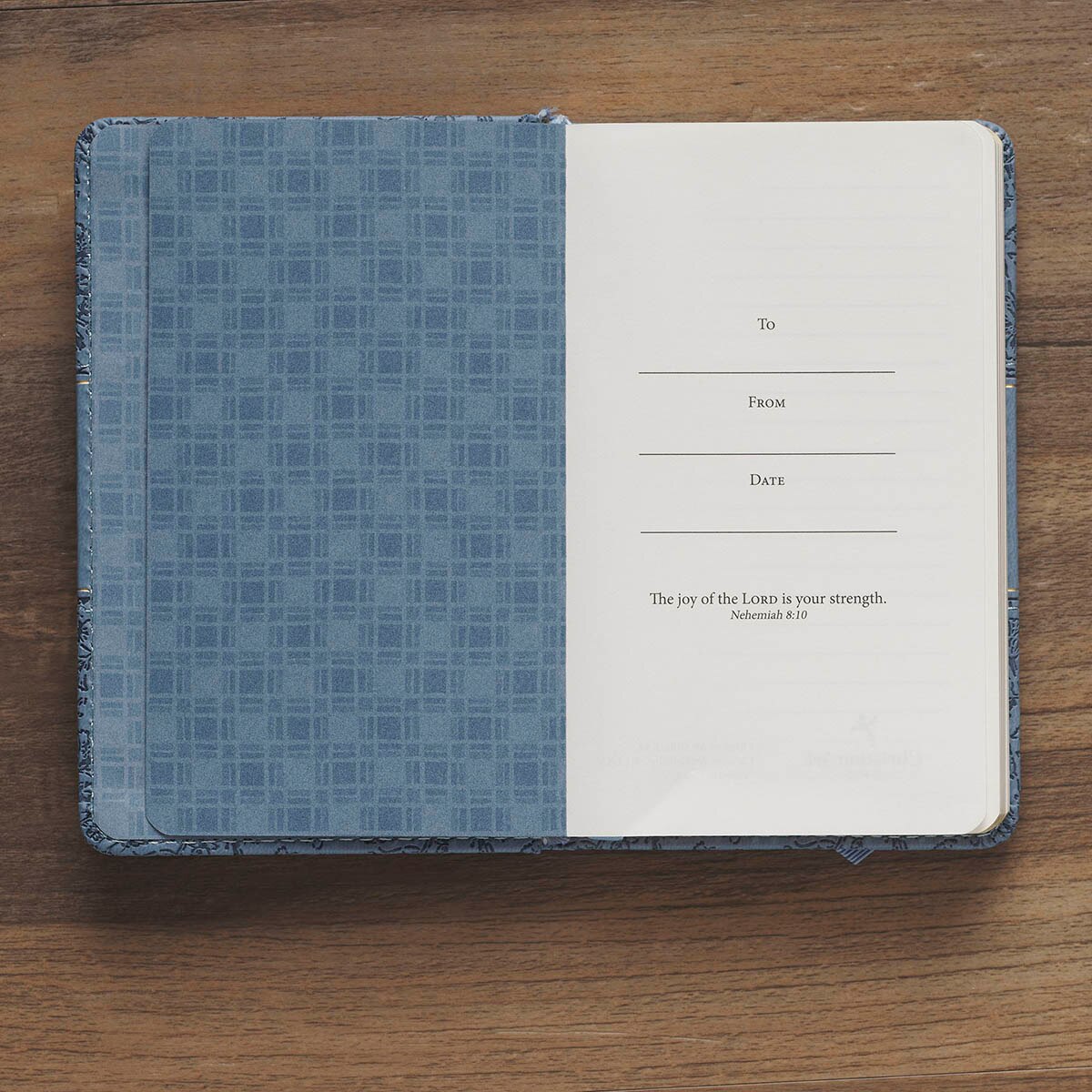 Strength and Dignity Blue Cottage Garden Faux Leather Hardcover Notebook with Elastic Band Closure - Proverbs 31:25