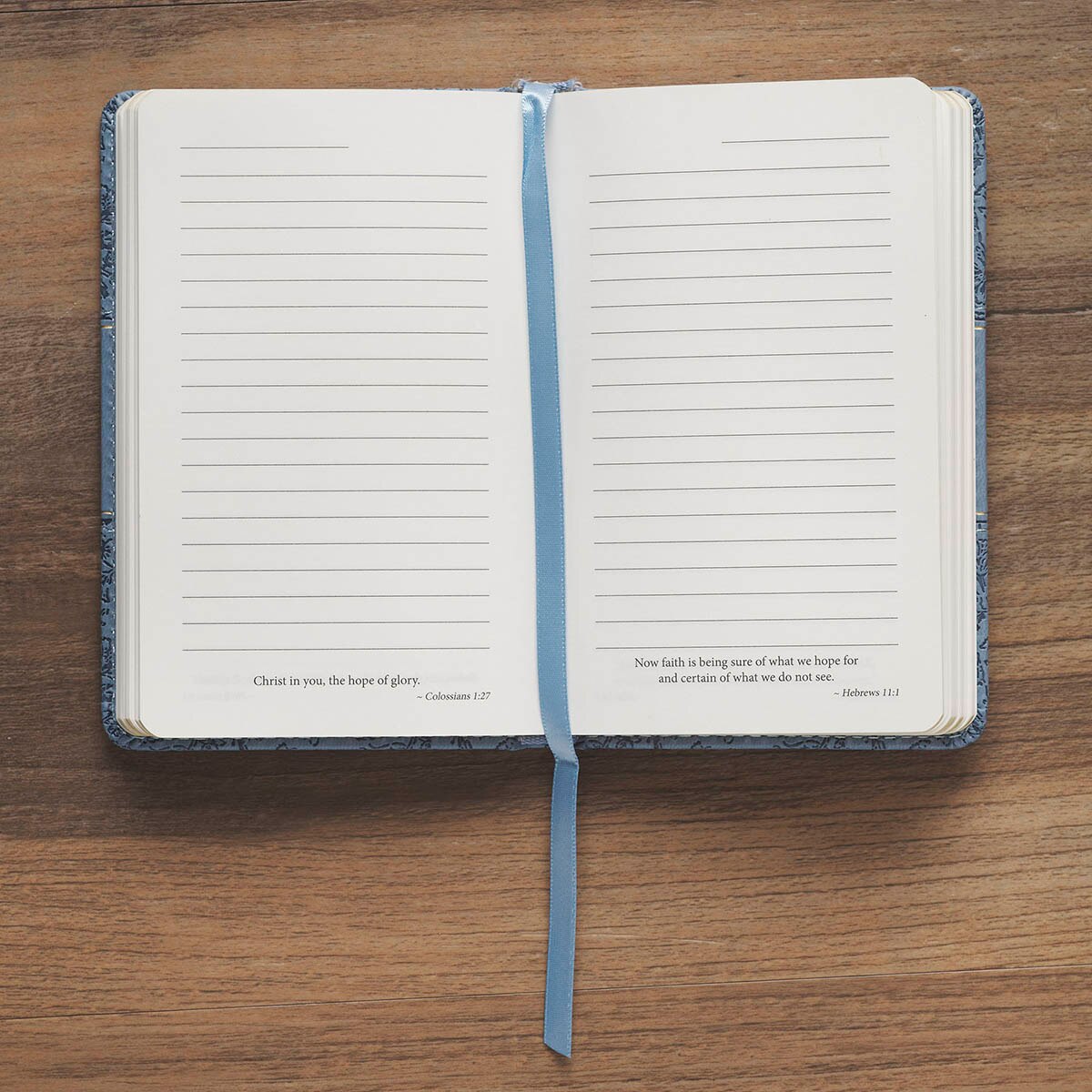 Strength and Dignity Blue Cottage Garden Faux Leather Hardcover Notebook with Elastic Band Closure - Proverbs 31:25