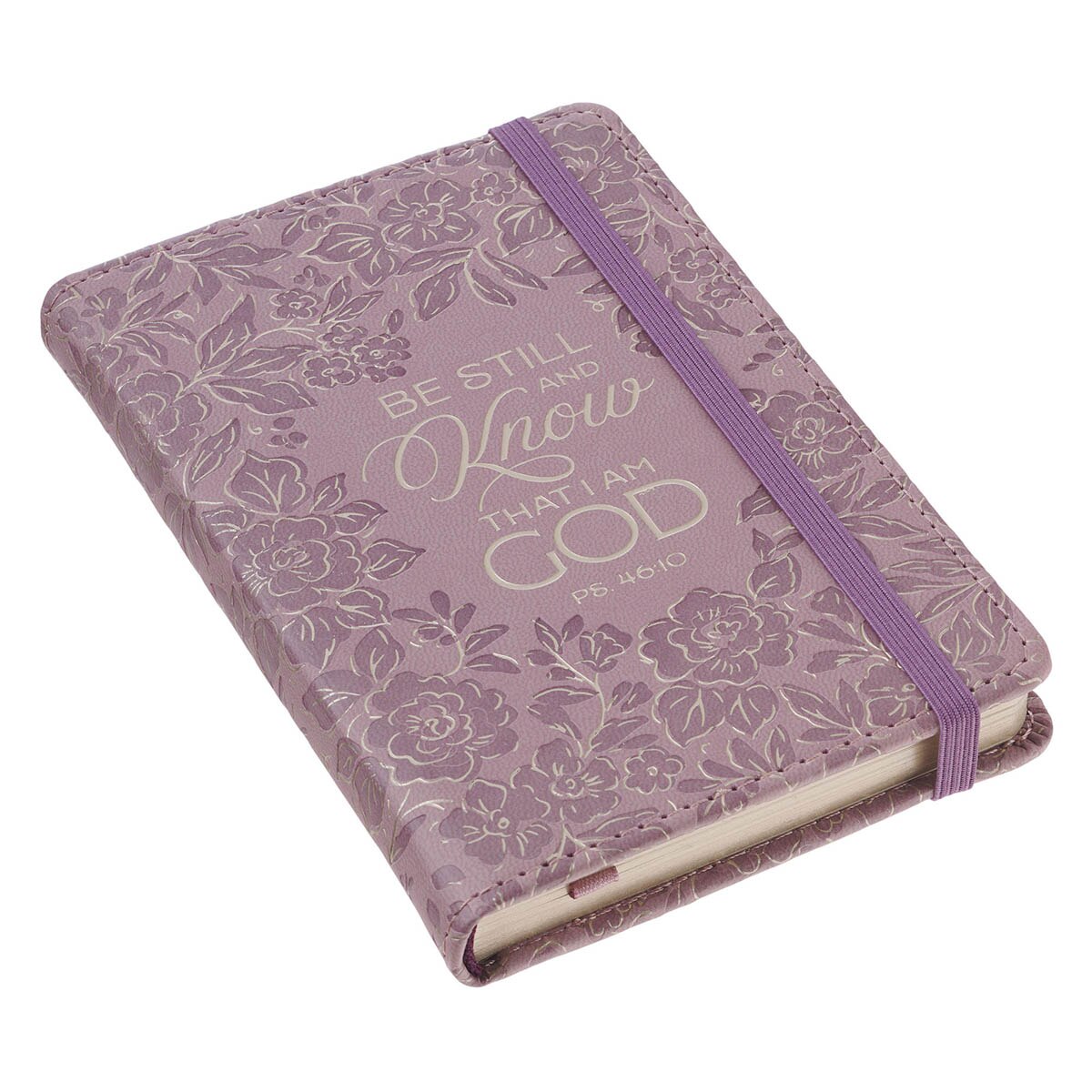Be Still and Know Mauve Floral Hardcover Notebook with Elastic Closure - Psalm 46:10