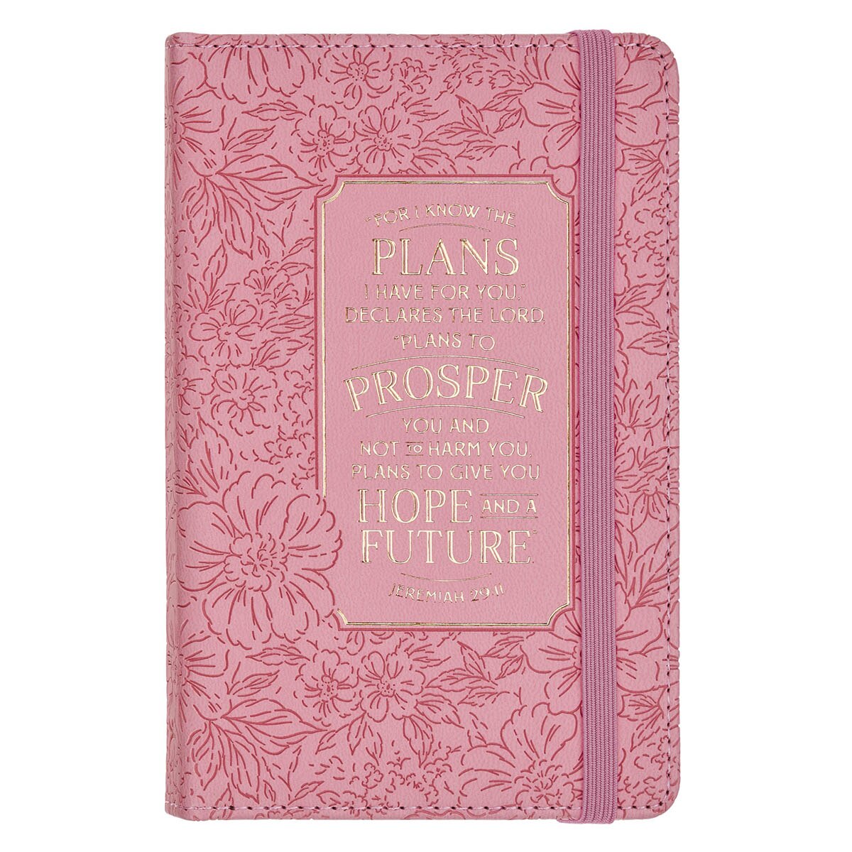 Hope and a Future Pink Bloom Faux Leather Hardcover Notebook with Elastic Closure - Jeremiah 29:11
