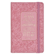 Hope and a Future Pink Bloom Faux Leather Hardcover Notebook with Elastic Closure - Jeremiah 29:11