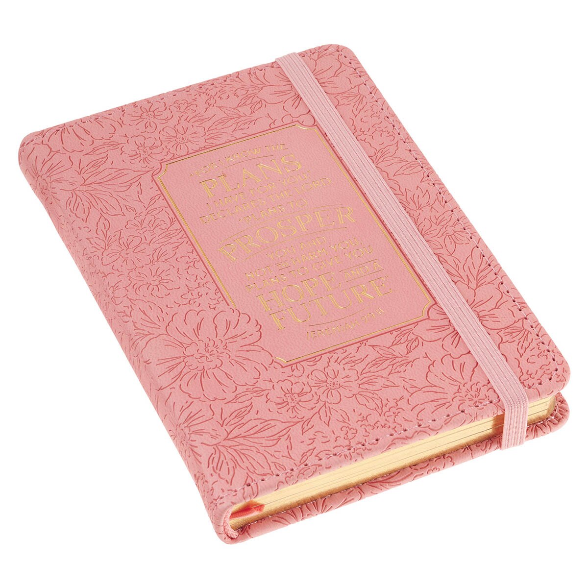 Hope and a Future Pink Bloom Faux Leather Hardcover Notebook with Elastic Closure - Jeremiah 29:11