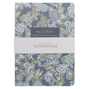 Morning Mercies Blue and Green Floral Notebook Set - Lamentations 3:22-23