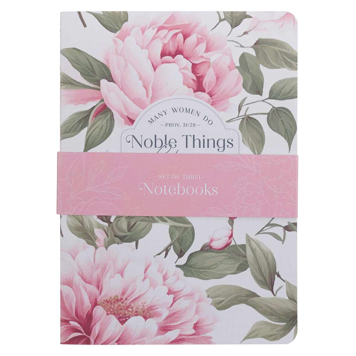 Noble Things Pink Floral Notebook Set - Proverbs 31:29