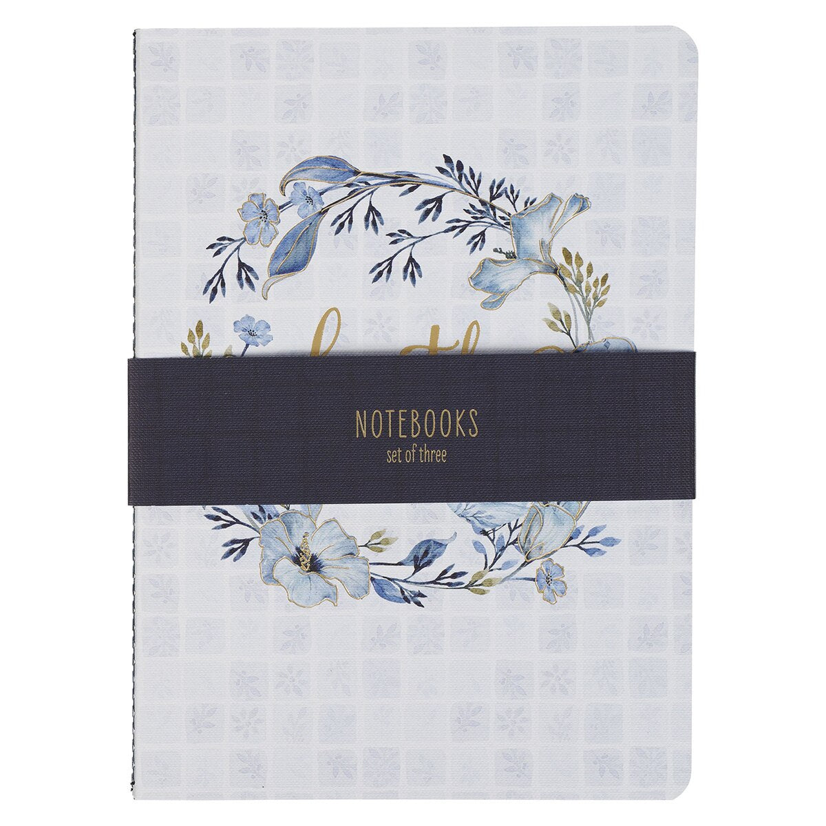Faith Love and Grace Blue Floral Tile Notebook Set