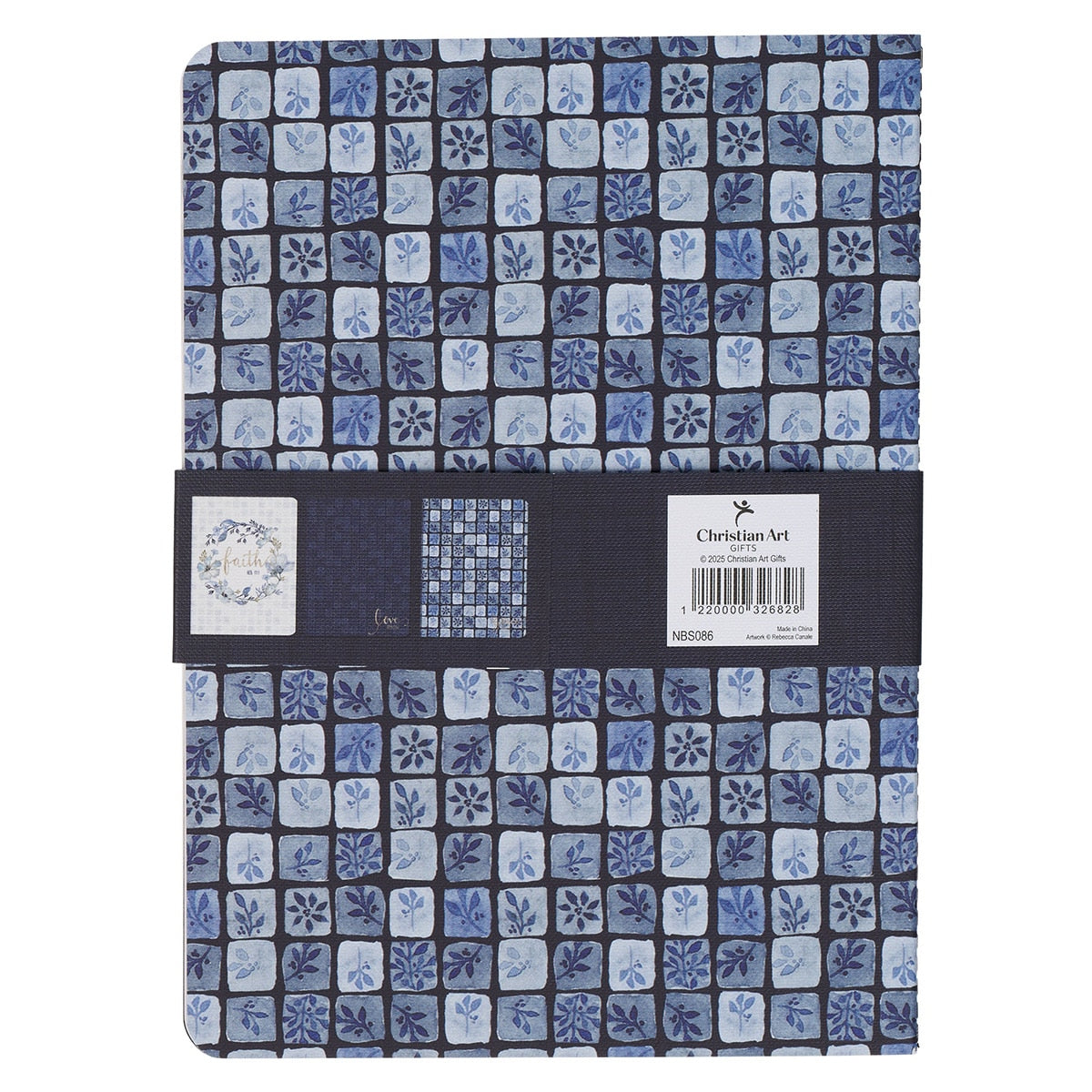 Faith Love and Grace Blue Floral Tile Notebook Set