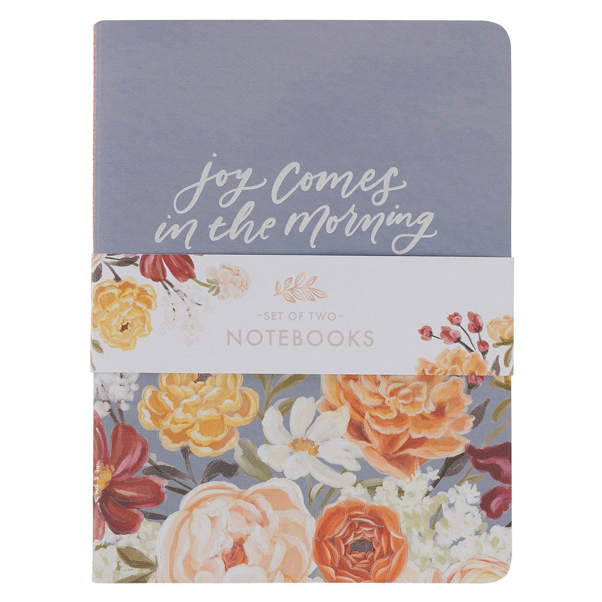 Joy and Grace Peach and Blue Floral Medium Notebook Set 