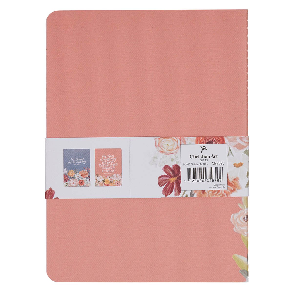 Joy and Grace Peach and Blue Floral Medium Notebook Set 