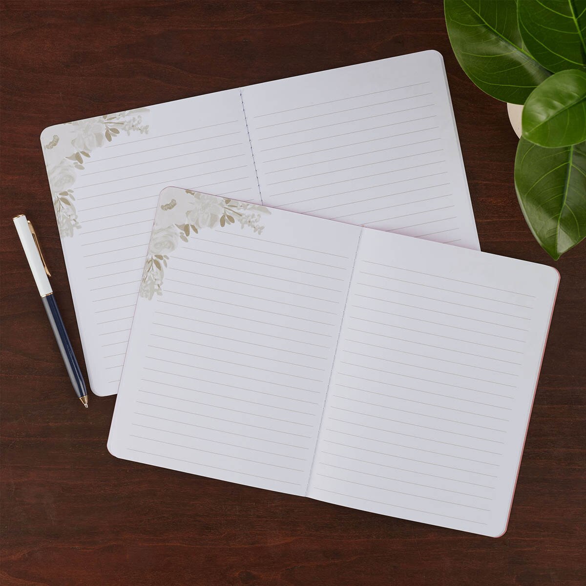 Joy and Grace Peach and Blue Floral Medium Notebook Set 