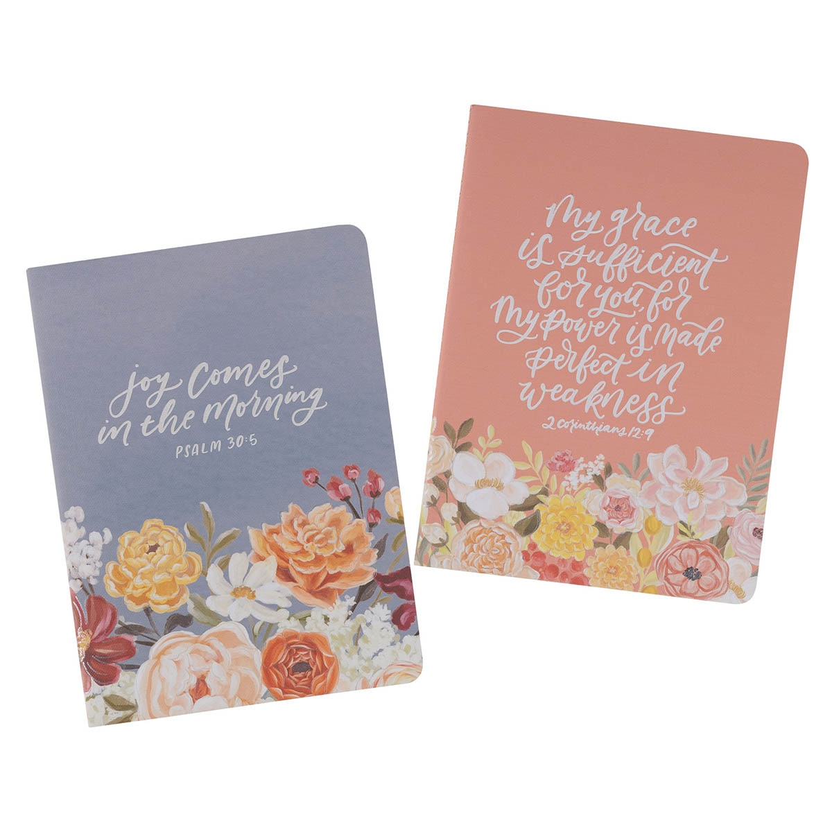 Joy and Grace Peach and Blue Floral Medium Notebook Set 