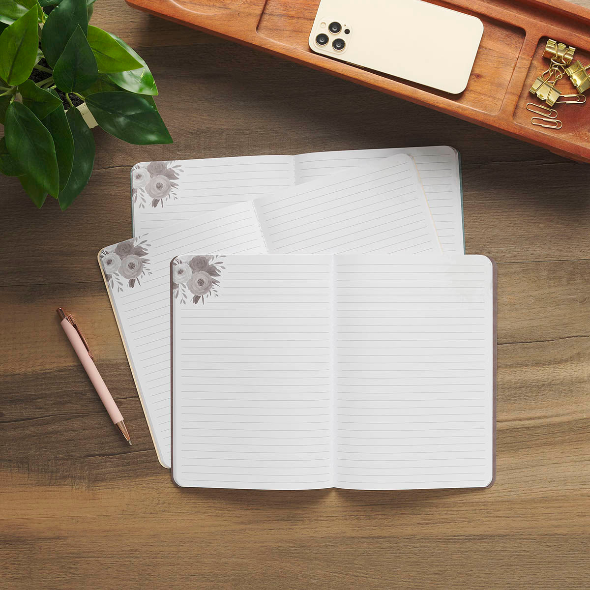 Joyful Patient Faithful Heirloom Floral 3-piece Large Notebook Set - Romans 12:12