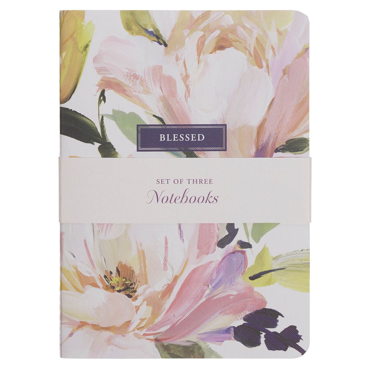 Blessed Purple Floral 3-Piece Large Notebook Set