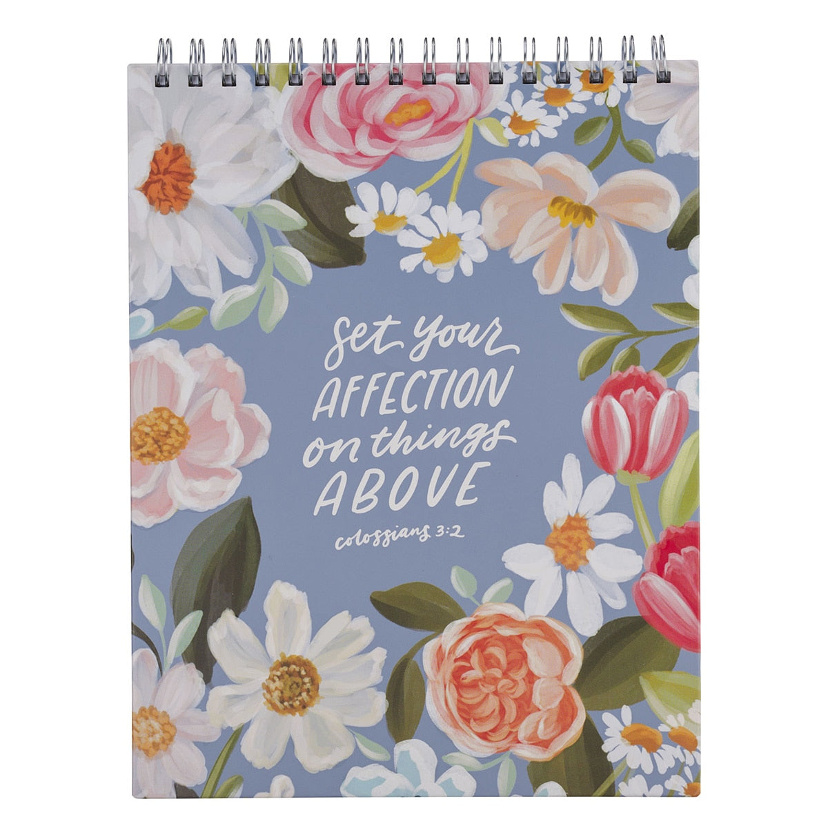 Things Above Blue Floral Wirebound Notepad - Colossians 3:2