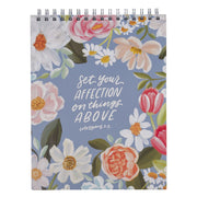Things Above Blue Floral Wirebound Notepad - Colossians 3:2