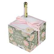 The Lord Stood With Me Green Floral Note Block and Pen Set - 1 Timothy 4:17
