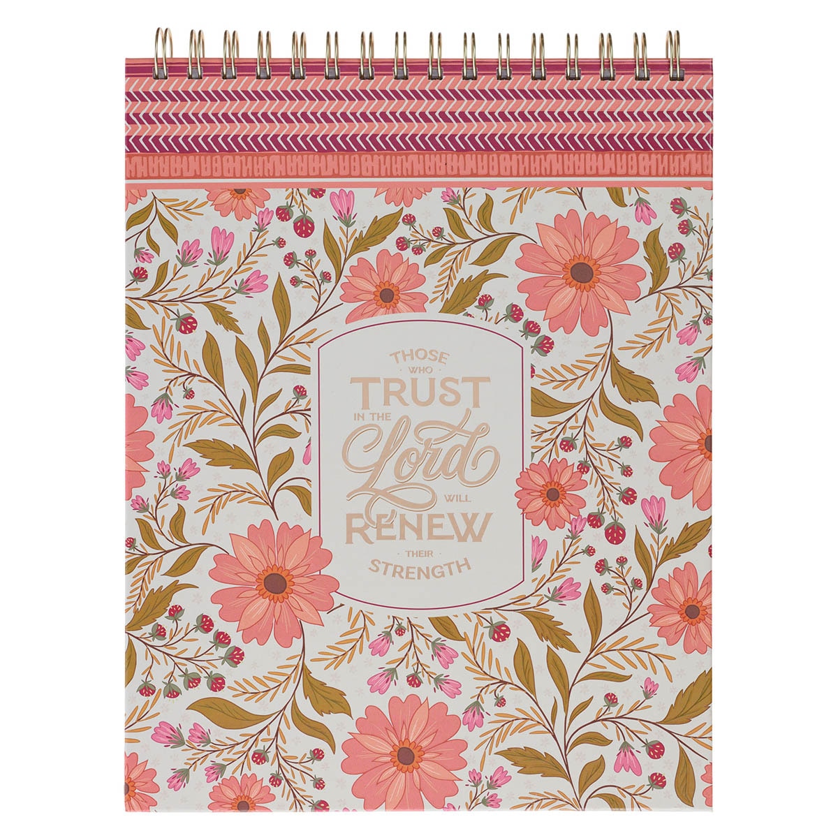 Trust Coral Floral Large Spiral Notepad - Isaiah 40:31