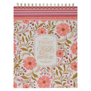 Trust Coral Floral Large Spiral Notepad - Isaiah 40:31
