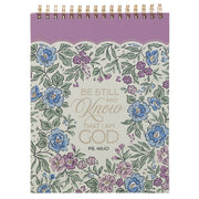 Be Still and Know Purple Floral Spiral Notepad - Psalm 46:10