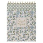 Strength and Dignity Blue Cottage Garden Spiral Notepad - Proverbs 31:25