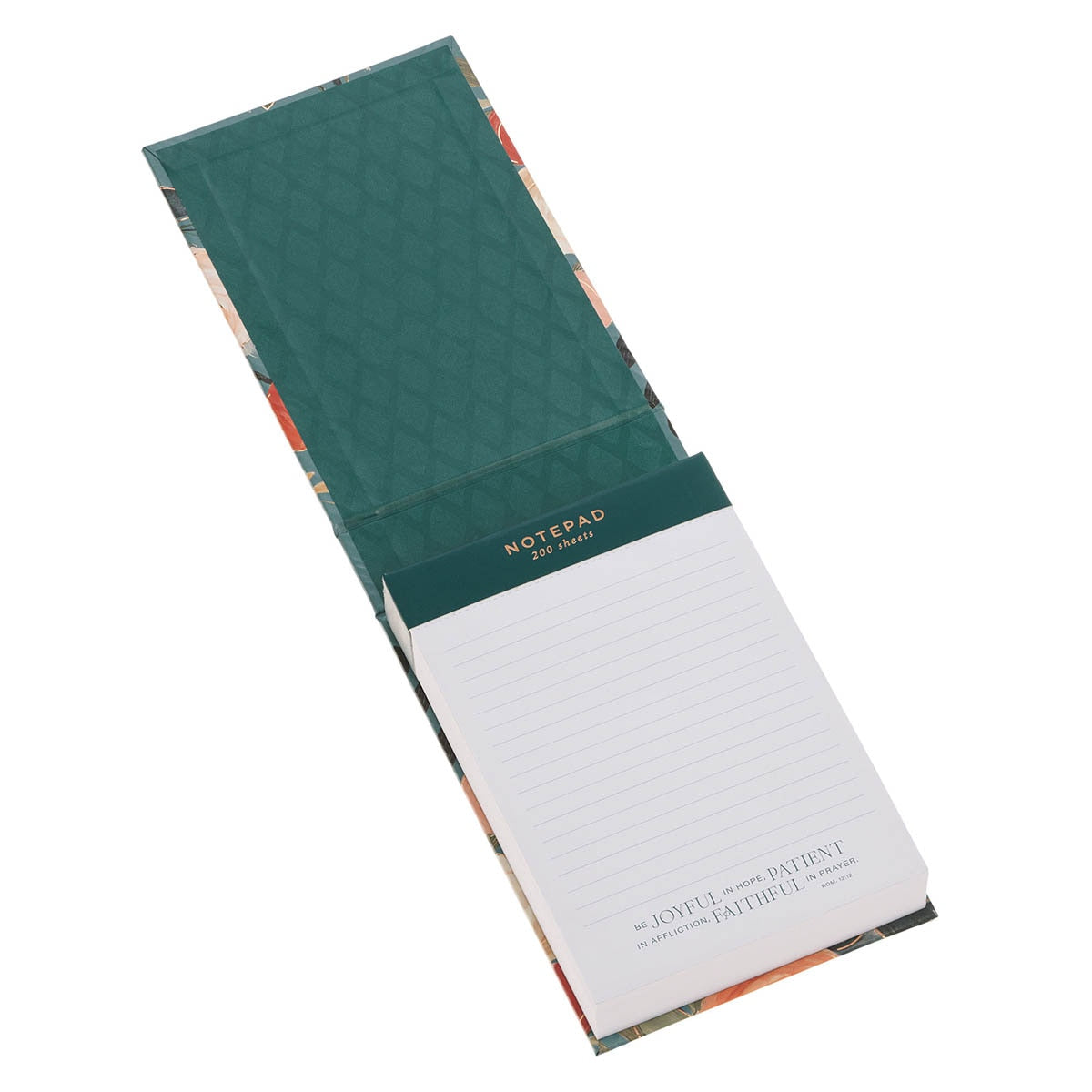 Joful Patient Faithful Heirloom Floral Hardcover Top-flip Notepad - Romans 2:12