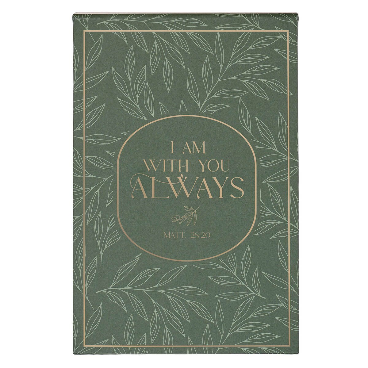 I Am With You Always Green Botanical Leaf Hardcover Top-flip Notepad - Matthew 28:20