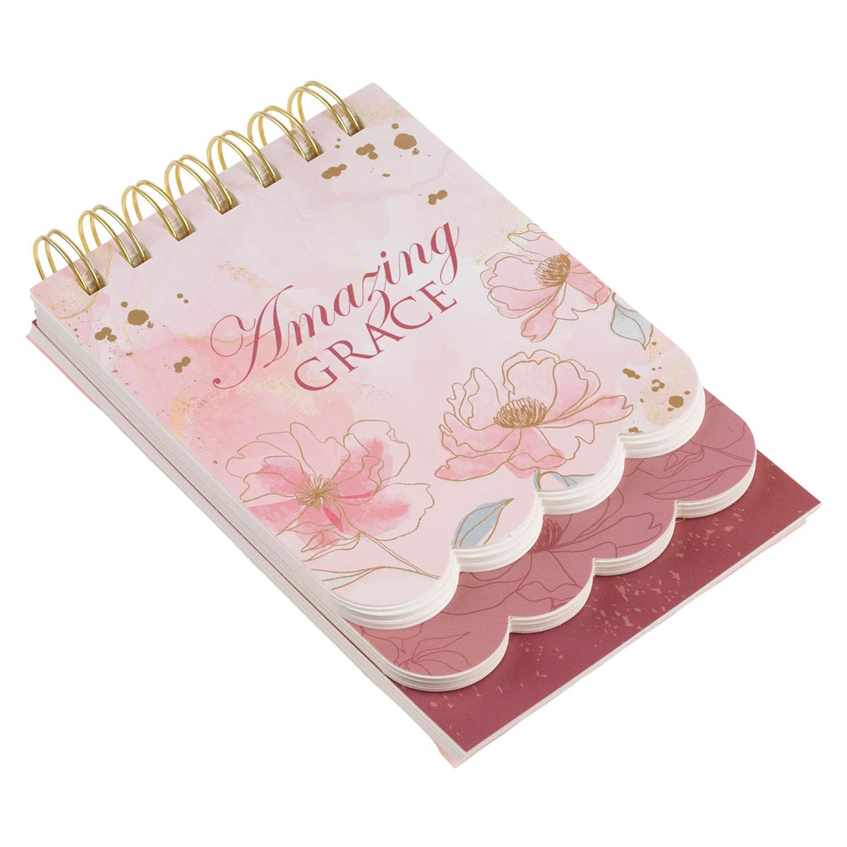 Amazing Grace Pink Floral Tiered Spiral Notepad