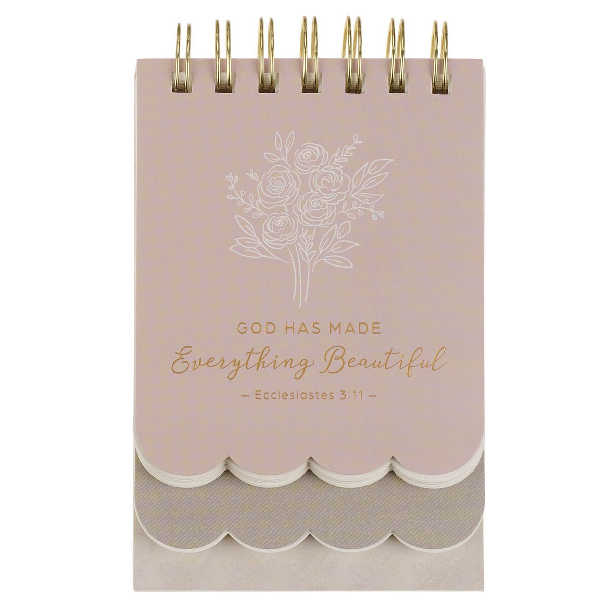 Everything Beautiful Blush Taupe Floral Tiered Spiral Notepad - Ecclesiastes 3:11