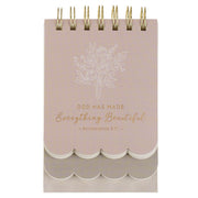 Everything Beautiful Blush Taupe Floral Tiered Spiral Notepad - Ecclesiastes 3:11