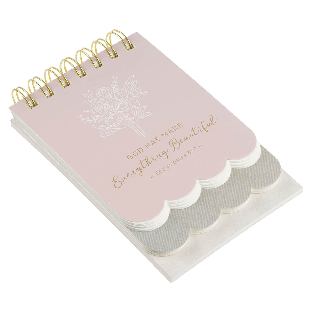 Everything Beautiful Blush Taupe Floral Tiered Spiral Notepad - Ecclesiastes 3:11