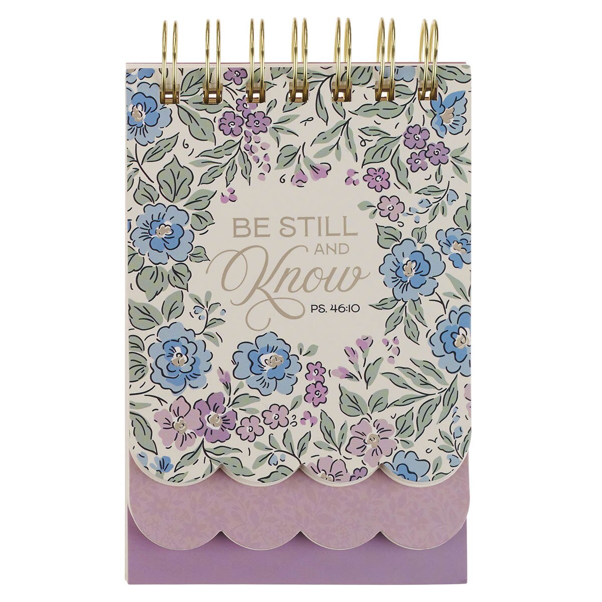 Be Still and Know Purple Floral Tiered Spiral Notepad - Psalm 46:10