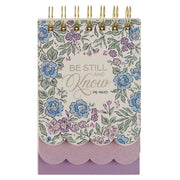 Be Still and Know Purple Floral Tiered Spiral Notepad - Psalm 46:10