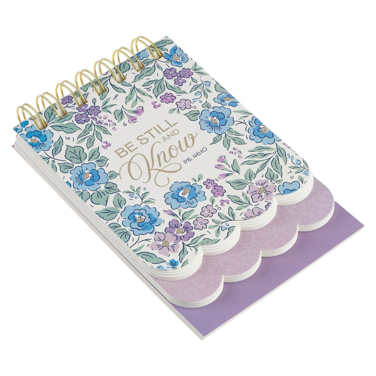Be Still and Know Purple Floral Tiered Spiral Notepad - Psalm 46:10