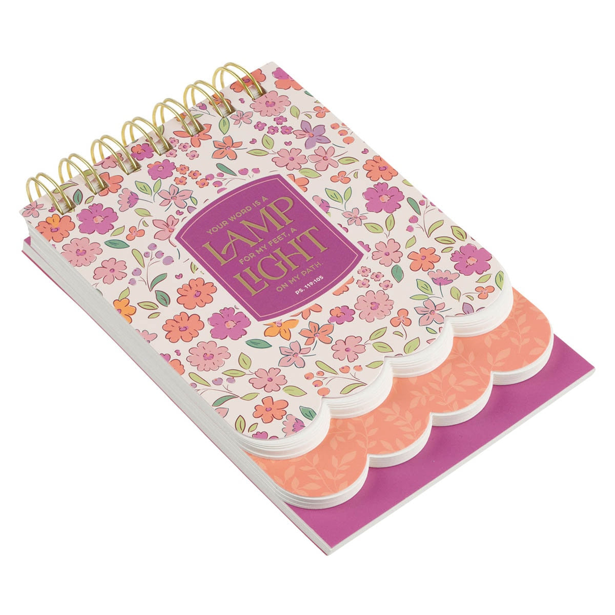 Lamp for My Feet Pink Meadow Tiered Spiral Notepad - Psalm 119:105