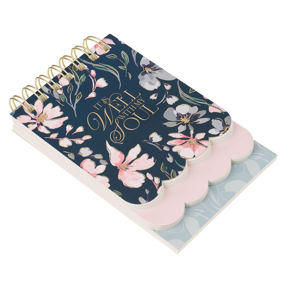 Well With My Soul Navy Floral Tiered Spiral Notepad