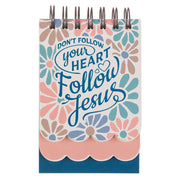 Follow Jesus Peach Floral Mosaic Tiered Spiral Notepad