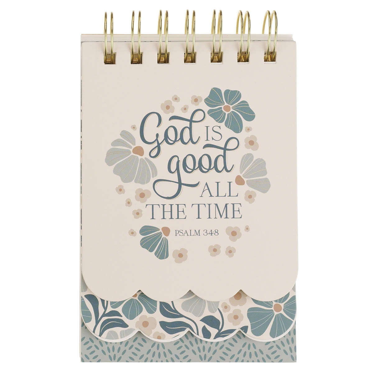 God is Good Blue BloomsTiered Spiral Notepad - Psalm 34:8
