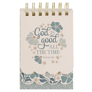 God is Good Blue BloomsTiered Spiral Notepad - Psalm 34:8