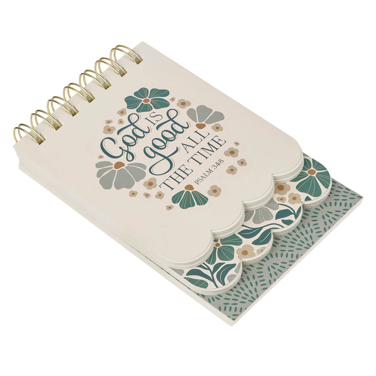 God is Good Blue BloomsTiered Spiral Notepad - Psalm 34:8