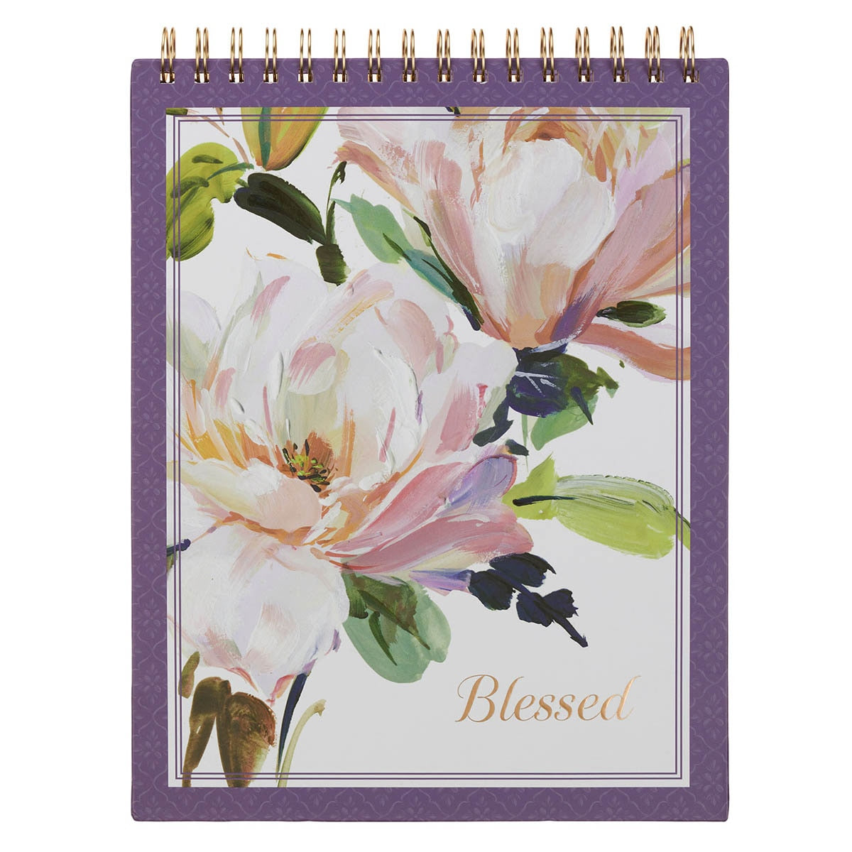 Blessed Purple Floral Spiral Notepad
