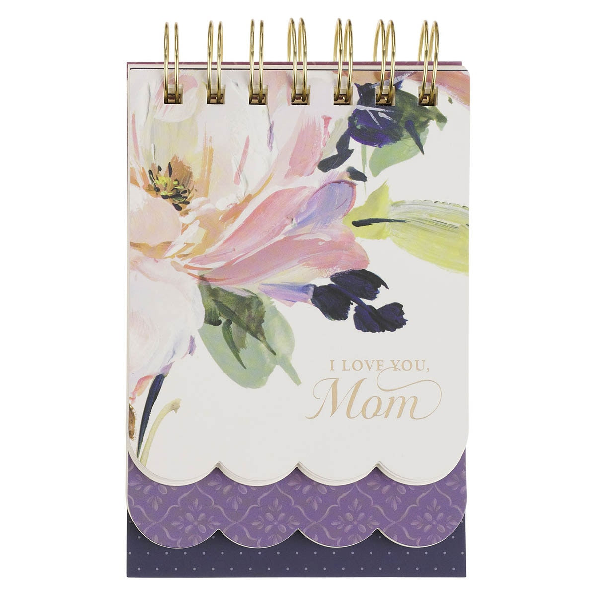 I Love You Mom Purple Floral Tiered Spiral Notepad