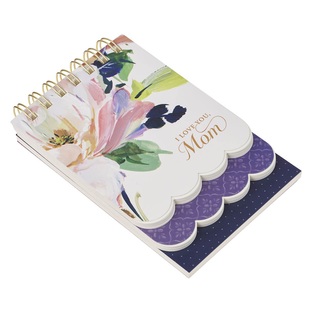 I Love You Mom Purple Floral Tiered Spiral Notepad
