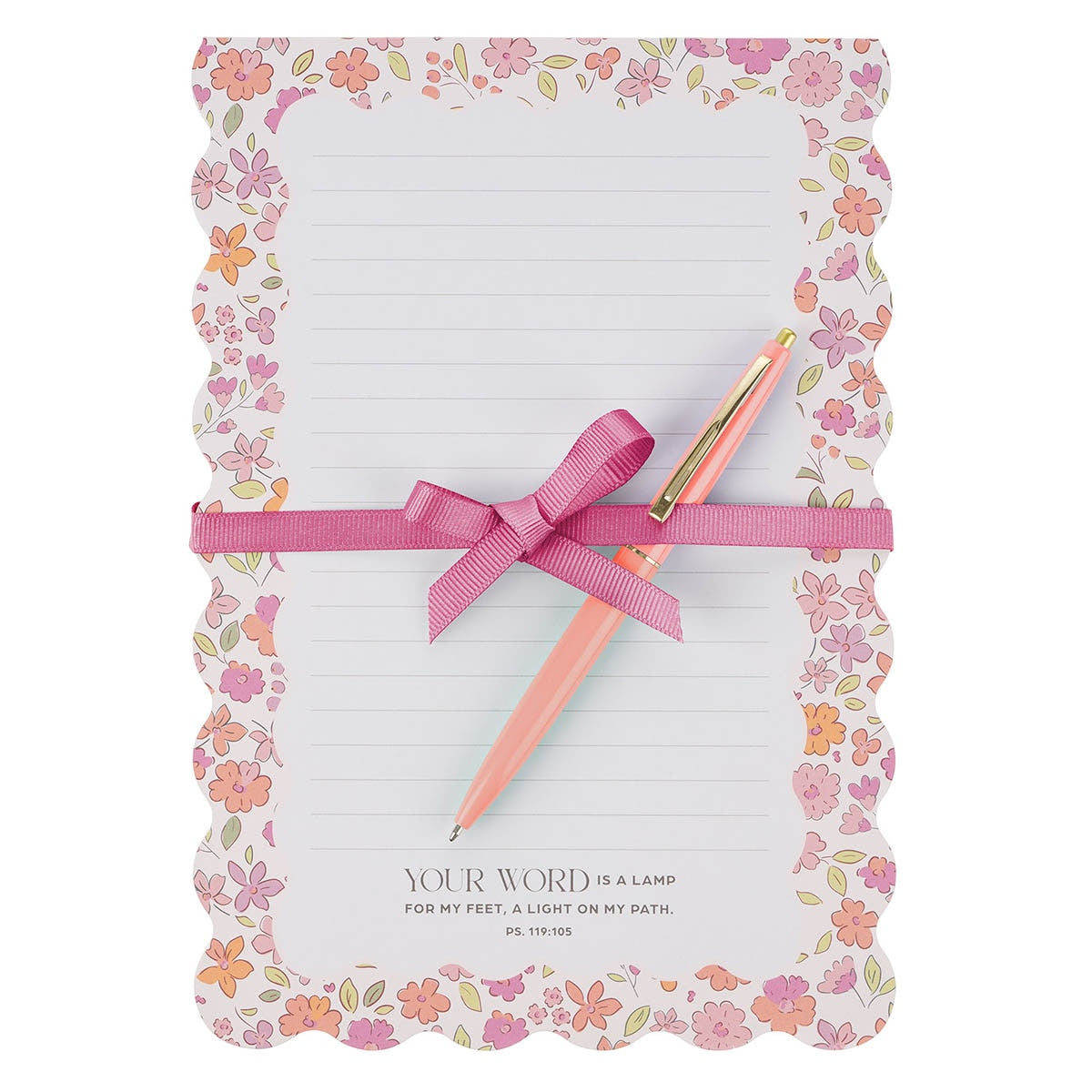 Lamp for My Feet Pink Meadow Large Notepad and Pen Set - Psalm 119:105