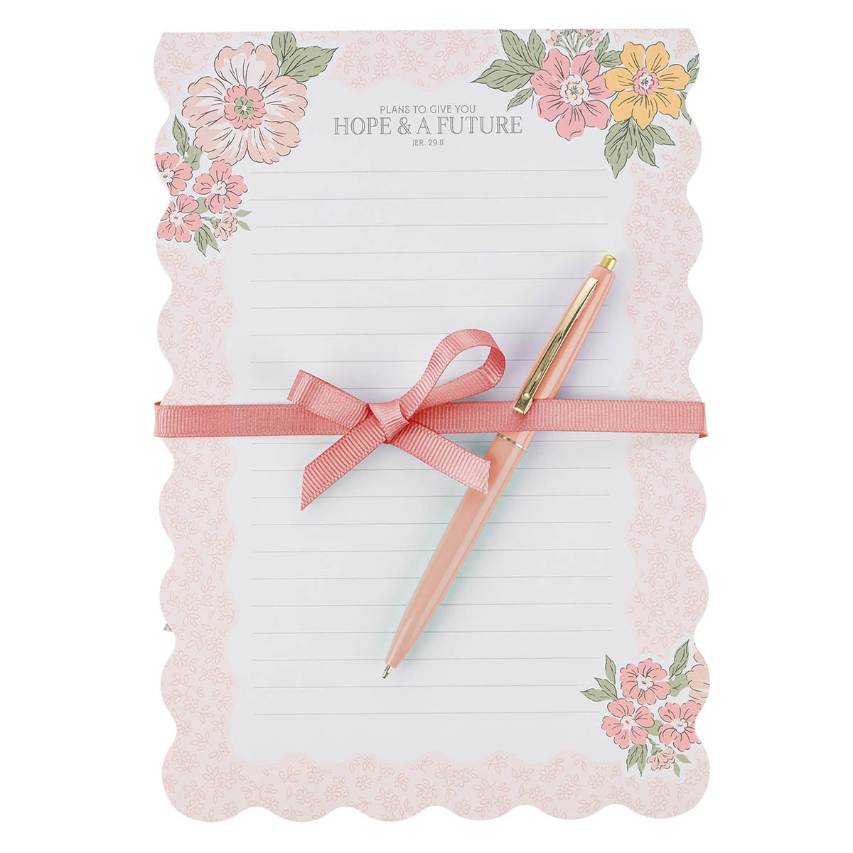 Hope and a Future Pink Vintage Bloom Notepad and Pen Gift Set - Jeremiah 29:11