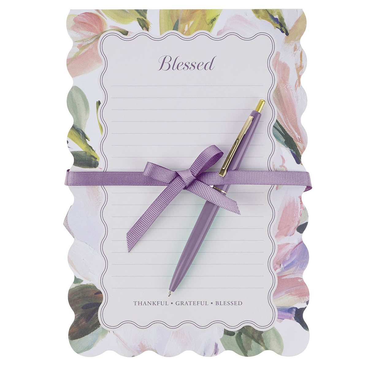 Blessed Purple Floral Notepad and Pen Gift Set
