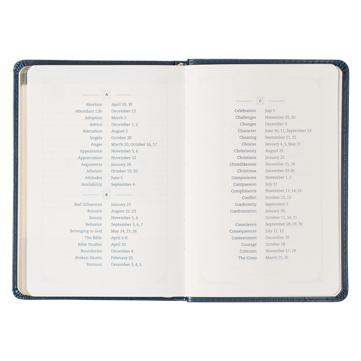 One Minute with God for Students Blue Faux Leather Devotional 