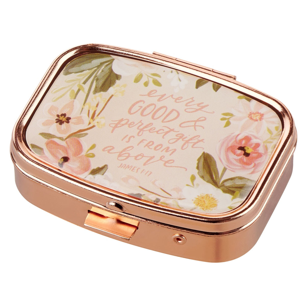 Every Good and Perfect Gift Rose Gold Pill Case - James 1:17