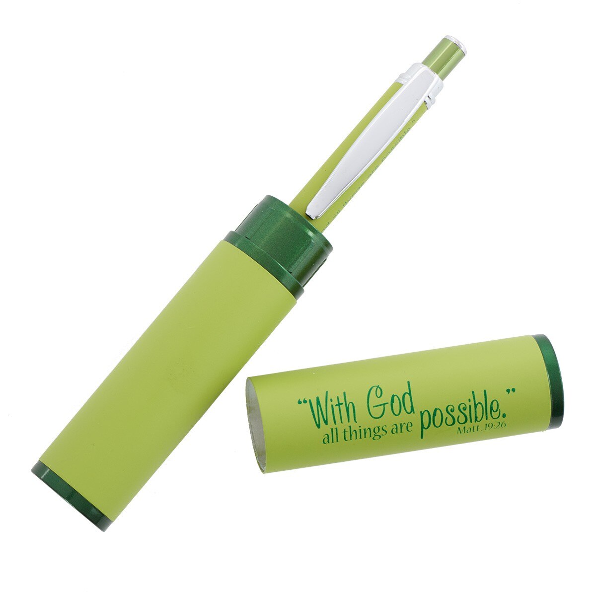All Things are Possible Green Gift Pen and Case - Matthew 19:26